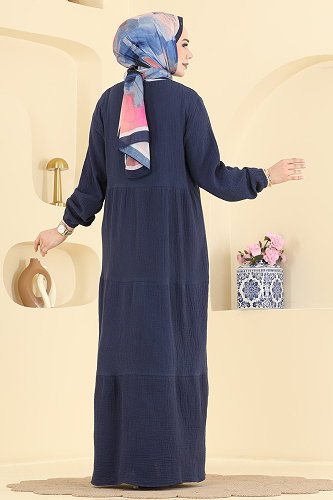 moda selvim Dress 5591ZNNK1102 Navy Blue - Thumbnail