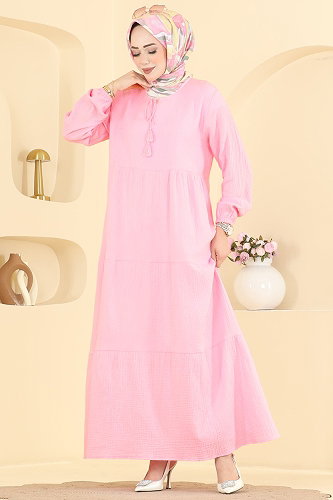 moda selvim Dress 5591ZNNK1102 Pink - Thumbnail