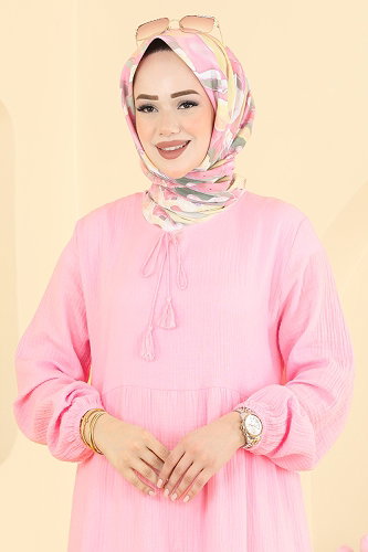 moda selvim Dress 5591ZNNK1102 Pink - Thumbnail