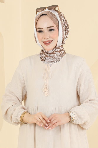 moda selvim Dress 5591ZNNK1102 Stone - Thumbnail