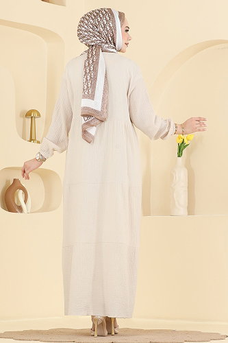 moda selvim الفستان بيج 5591ZNNK1102 - Thumbnail