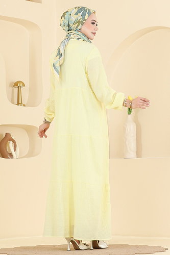 moda selvim Dress 5591ZNNK1102 Yellow - Thumbnail