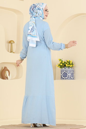 moda selvim Dress 5592ZNNK1102 Baby Blue - Thumbnail