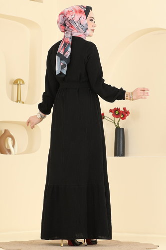 moda selvim الفستان أسود 5592ZNNK1102 - Thumbnail