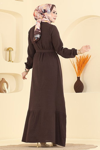 moda selvim Dress 5592ZNNK1102 Brown - Thumbnail