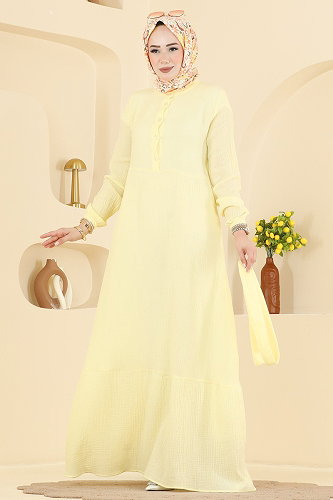 moda selvim Dress 5592ZNNK1102 Yellow - Thumbnail
