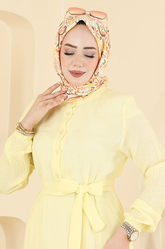 moda selvim الفستان أصفر 5592ZNNK1102 - Thumbnail