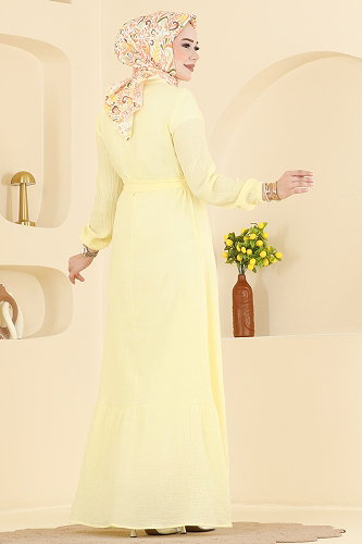 moda selvim الفستان أصفر 5592ZNNK1102 - Thumbnail
