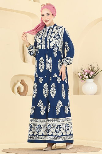 moda selvim Dress 5593ZNNK1102 Indigo - Thumbnail