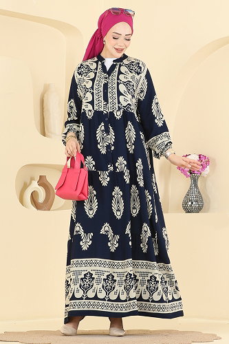 moda selvim Dress 5593ZNNK1102 Navy Blue - Thumbnail