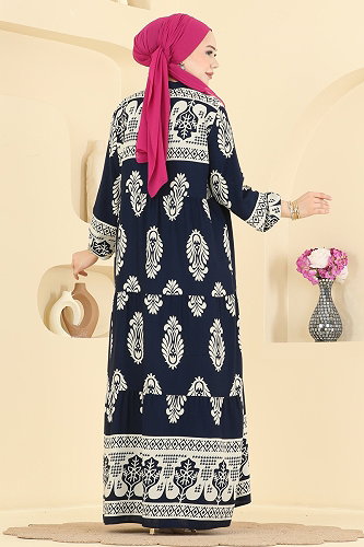 moda selvim Dress 5593ZNNK1102 Navy Blue - Thumbnail
