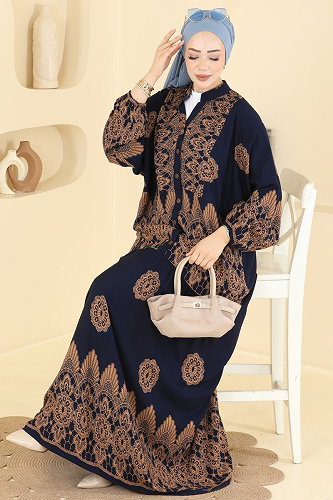 moda selvim Dress 5594ZNNK1102 Navy Blue - Thumbnail