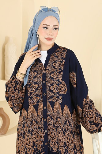 moda selvim Dress 5594ZNNK1102 Navy Blue - Thumbnail