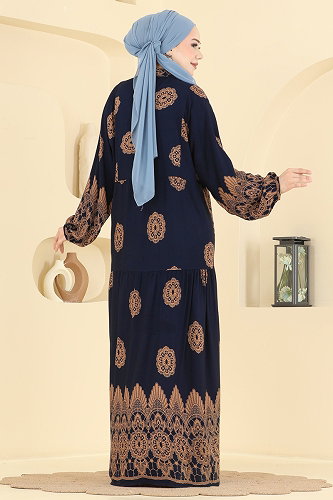 moda selvim Dress 5594ZNNK1102 Navy Blue - Thumbnail