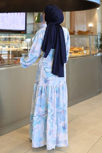 moda selvim Dress 560BRZK1151 Blue - Thumbnail