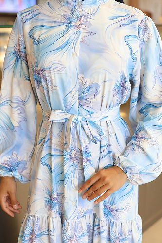 moda selvim الفستان أزرق 560BRZK1151 - Thumbnail