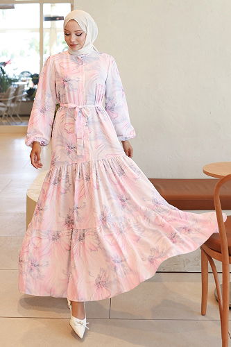 moda selvim Dress 560BRZK1151 Powder - Thumbnail