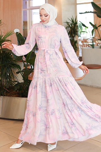 moda selvim Dress 560BRZK1151 Powder - Thumbnail