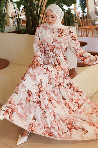 moda selvim Dress 561BRZK1151 Tan - Thumbnail