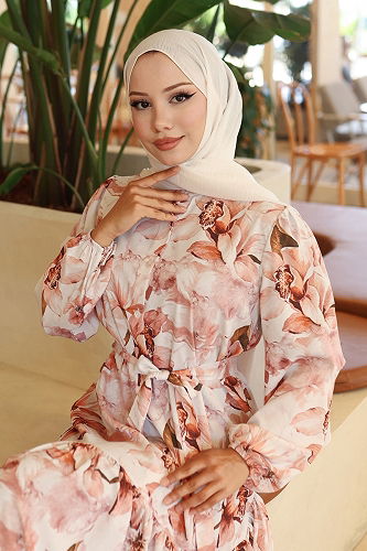 moda selvim الفستان عسلي 561BRZK1151 - Thumbnail