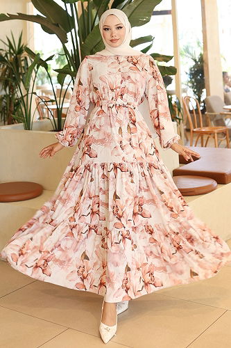 moda selvim الفستان عسلي 561BRZK1151 - Thumbnail