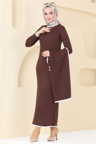 moda selvim Dress 5626EDF311 Brown - Thumbnail