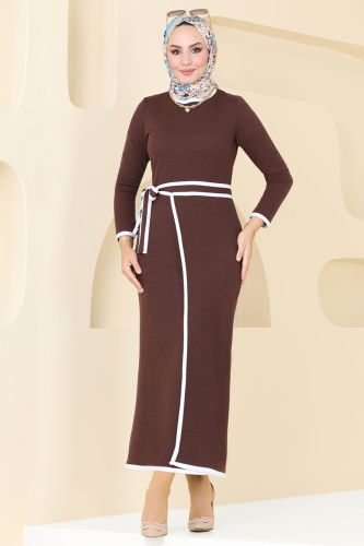 moda selvim Dress 5626EDF311 Brown - Thumbnail