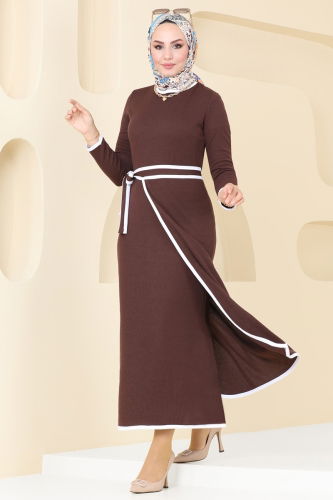 moda selvim Dress 5626EDF311 Brown - Thumbnail