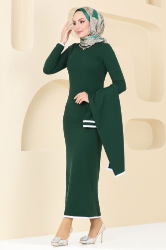 moda selvim Dress 5626EDF311 Emerald - Thumbnail