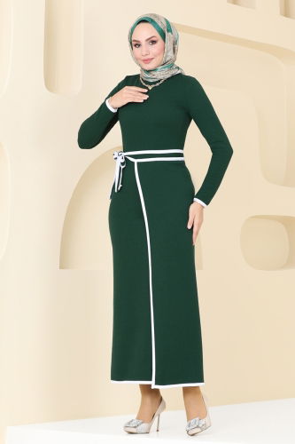 moda selvim Dress 5626EDF311 Emerald - Thumbnail