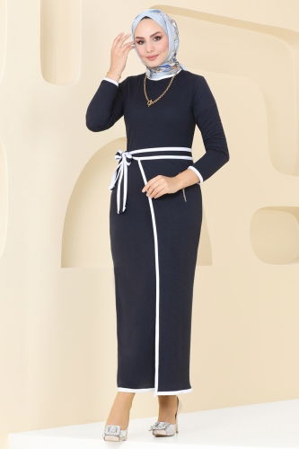 moda selvim Dress 5626EDF311 Navy Blue - Thumbnail