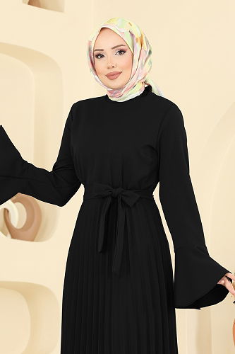 moda selvim الفستان أسود 5627EDF311 - Thumbnail