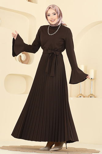 moda selvim Dress 5627EDF311 Brown - Thumbnail