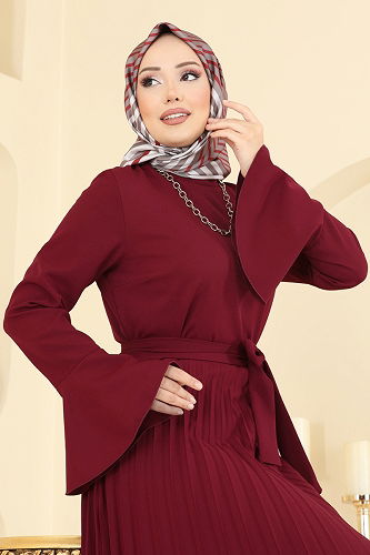 moda selvim الفستان خمري 5627EDF311 - Thumbnail