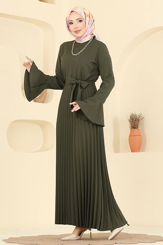 moda selvim Dress 5627EDF311 Khaki - Thumbnail