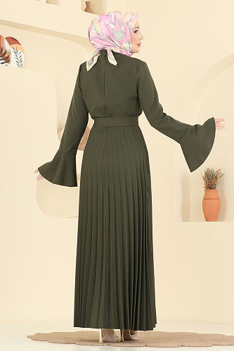 moda selvim Dress 5627EDF311 Khaki - Thumbnail