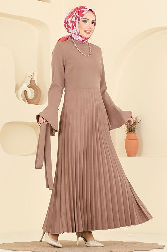 moda selvim الفستان بيج 5627EDF311 - Thumbnail