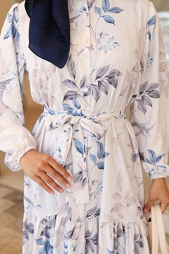 moda selvim Dress 562BRZK1151 Blue - Thumbnail