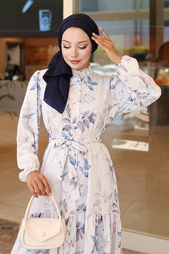 moda selvim الفستان أزرق 562BRZK1151 - Thumbnail