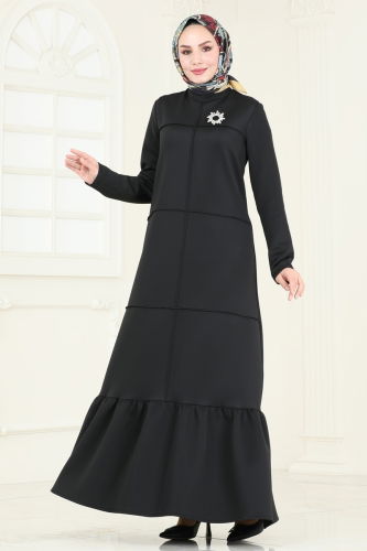 moda selvim Dress 5635EDF311 Black - Thumbnail