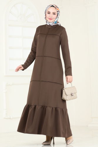 moda selvim Dress 5635EDF311 Brown - Thumbnail