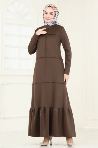 moda selvim Dress 5635EDF311 Brown - Thumbnail