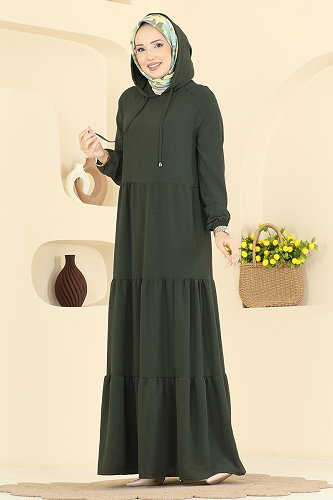 moda selvim Dress 5635ZNN863 Khaki - Thumbnail