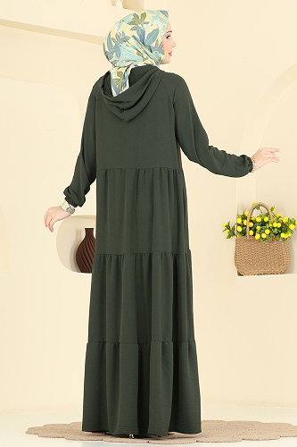 moda selvim Dress 5635ZNN863 Khaki - Thumbnail