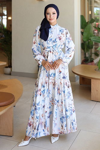 moda selvim Dress 563BRZK1151 Blue - Thumbnail