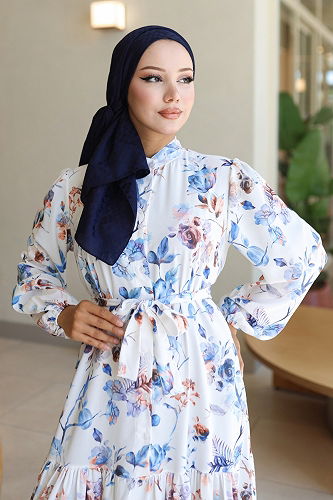 moda selvim الفستان أزرق 563BRZK1151 - Thumbnail