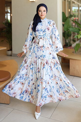 moda selvim الفستان أزرق 563BRZK1151 - Thumbnail