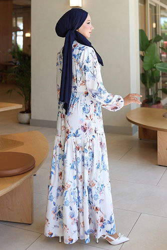 moda selvim الفستان أزرق 563BRZK1151 - Thumbnail