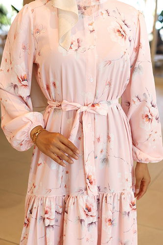 moda selvim Dress 563BRZK1151 Powder - Thumbnail