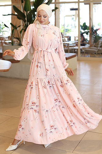 moda selvim Dress 563BRZK1151 Powder - Thumbnail